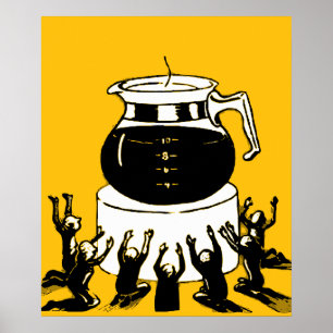 レトロ ヴィンテージ 崇拝 コーヒー, 楽しい 崇拝 コーヒー ポスター