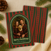 レトロ ヴィンテージ 手描き 赤 緑 アーチ フォト シーズンカード