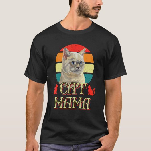 レトロ ヴィンテージ 猫ママ Tシャツ (正面)