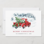 レトロ ヴィンテージ 赤い農用トラック クリスマス グリーティング (正面)
