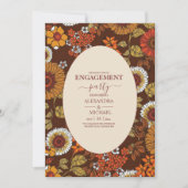 レトロ ヴィンテージ 60年代 テラコッタ婚約 招待状 (正面)