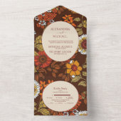 レトロ ヴィンテージ 60年代 テラコッタ ウェディング オールインワン招待状 (内側)