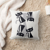 レトロ、世紀中頃の黒猫 クッション (ブランケット)