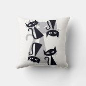 レトロ、世紀中頃の黒猫 クッション (裏面)