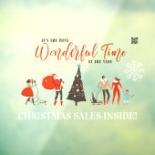 レトロ |冬休み販売QRコード ウィンドウサイン (シート3)