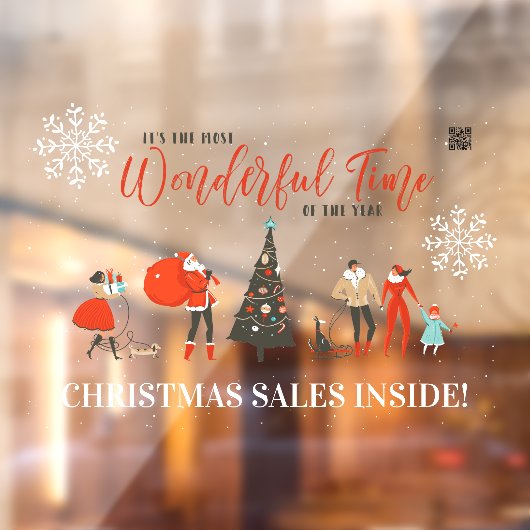 レトロ |冬休み販売QRコード ウィンドウサイン (シート2)