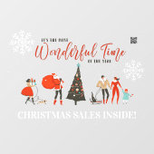 レトロ |冬休み販売QRコード ウィンドウサイン (シート)