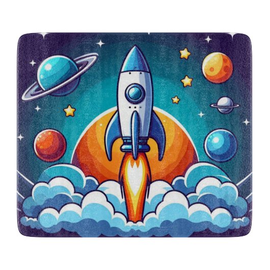 レトロ、宇宙用ロケット カッティングボード (正面)
