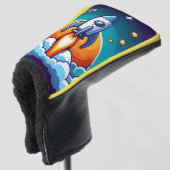 レトロ、宇宙用ロケット ゴルフヘッドカバー (3/4 正面)