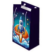 レトロ、宇宙用ロケット スモールペーパーバッグ (裏面アングル)