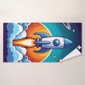 レトロ、宇宙用ロケット バスタオル (バスタオル)