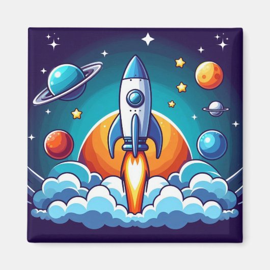 レトロ、宇宙用ロケット マグネット (正面)