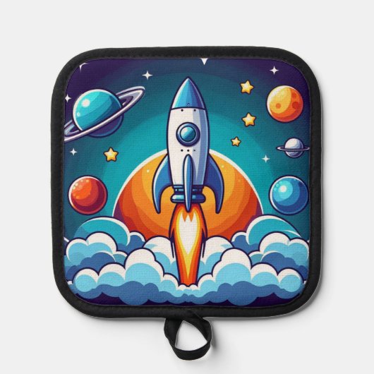 レトロ、宇宙用ロケット 鍋敷き (正面)