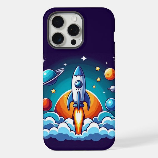 レトロ、宇宙用ロケット iPhoneケース (裏面)