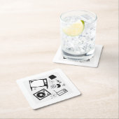 レトロ、家庭デザイン スクエアペーパーコースター (インサイチュ)