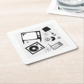 レトロ、家庭デザイン スクエアペーパーコースター (アングル)