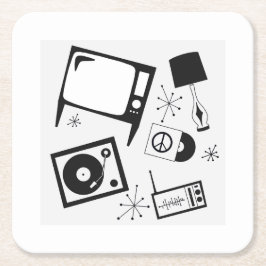 レトロ、家庭デザイン スクエアペーパーコースター