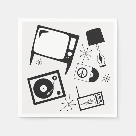 レトロ、家庭デザイン スタンダードカクテルナプキン (正面)