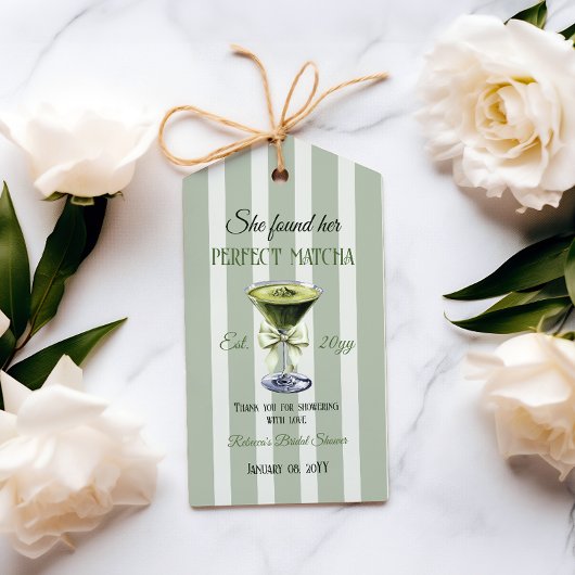レトロ 彼女にぴったりの抹茶 ブライダルシャワーを見つけた ギフトタグ