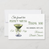 レトロ 彼女にぴったりの抹茶 ブライダルシャワーを見つけた サンキューカード (正面)
