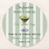 レトロ 彼女にぴったりの抹茶 ブライダルシャワーを見つけた ラウンドペーパーコースター (正面)