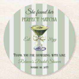 レトロ 彼女にぴったりの抹茶 ブライダルシャワーを見つけた ラウンドペーパーコースター