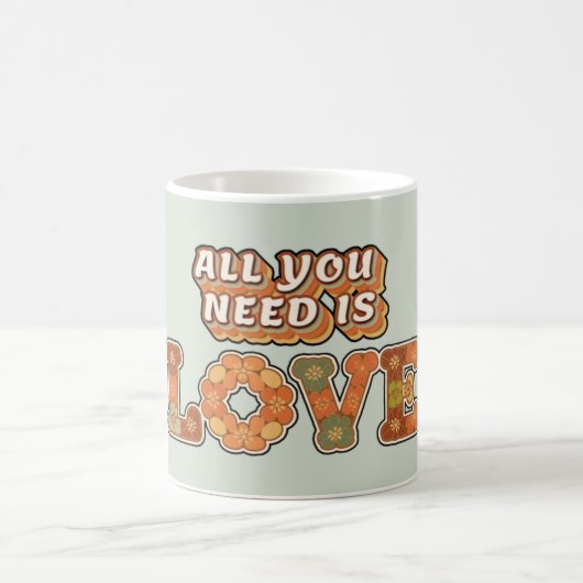 レトロ「愛が必要だ」 コーヒーマグカップ (中央)