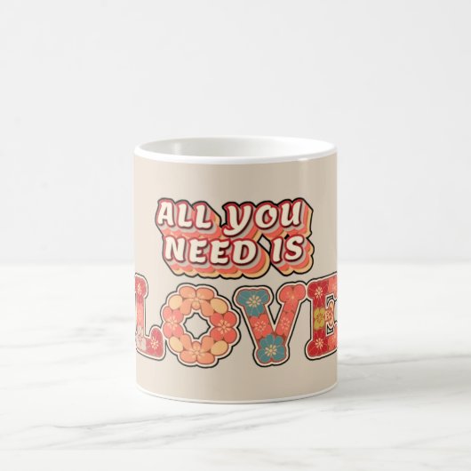 レトロ「愛が必要だ」 コーヒーマグカップ (中央)