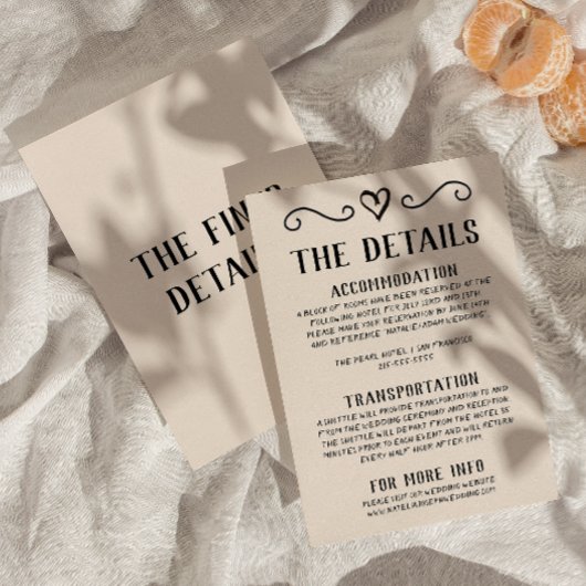 レトロ 手描き おしゃれ ウェディング 詳細 エンクロージャーカード