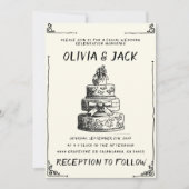 レトロ 手描き ケーキ クィア フレーム ウェディング 招待状 (正面)