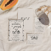 レトロ 手描き ユニーク ウェディング 詳細 エンクロージャーカード