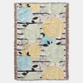 レトロ、抽象芸術花 スローブランケット (正面縦)