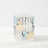 レトロ、抽象芸術花 フロストグラスマグカップ (中央)