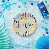 レトロ、抽象芸術花 ペーパープレート (パーティー)