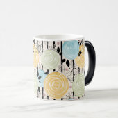 レトロ、抽象芸術花 モーフィングマグカップ (正面右)