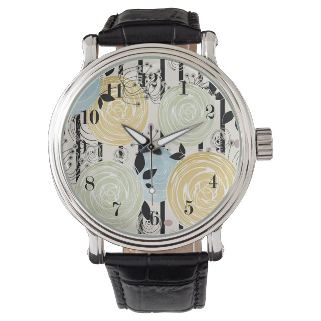 レトロ、抽象芸術花 腕時計 (正面)