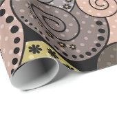 レトロ、抽象芸術、らせん状 ラッピングペーパー (ロールコーナー)