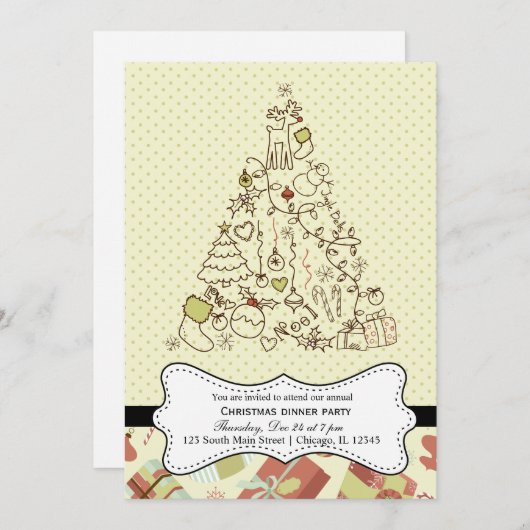 レトロ 招待状 (正面/裏面)