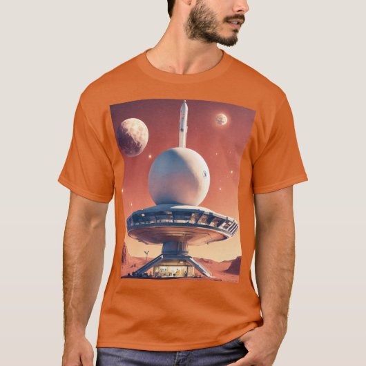 レトロ – 未来的ムーンベースティー – タイムレス1950s tシャツ (正面)
