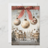レトロ 水彩画風の落ち着いた色合いのクリスマスシーン シーズンカード (正面)