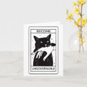 レトロ 無法状態 黒猫 手をかむ フ カード (黄色い花)