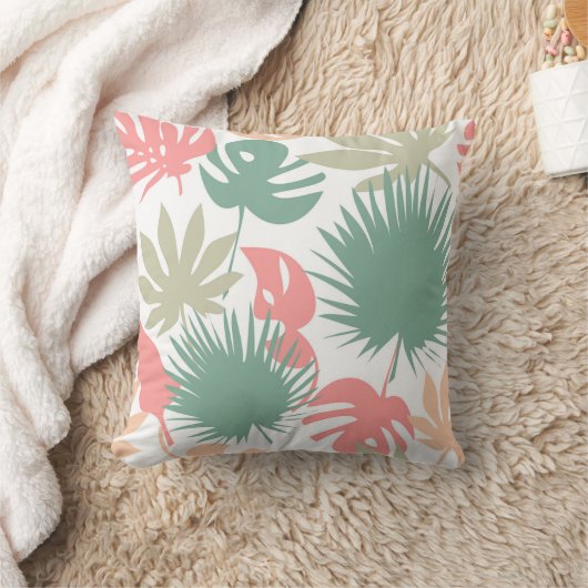 レトロ，熱帯，葉 クッション (ブランケット)