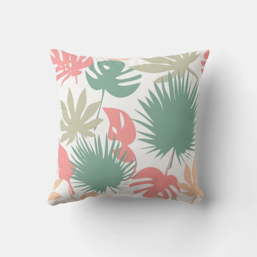 レトロ，熱帯，葉 クッション (裏面)