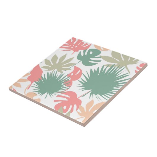 レトロ，熱帯，葉 タイル (側面)