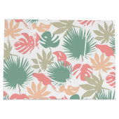 レトロ，熱帯，葉 ラージペーパーバッグ (裏面)