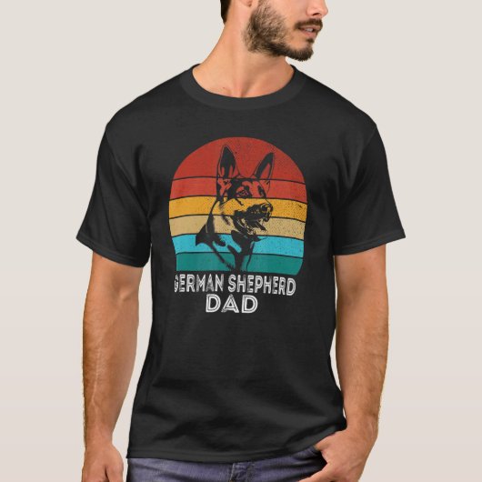 レトロ 犬 ドイツ牧羊犬パパ 牧羊犬 Tシャツ (正面)