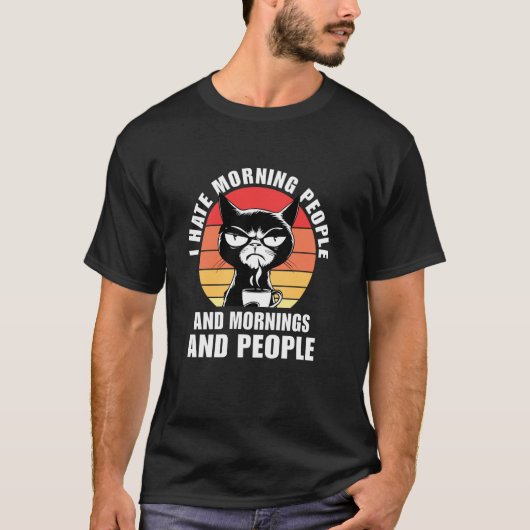 レトロ 猫 コーヒー 面白い Tシャツ (正面)