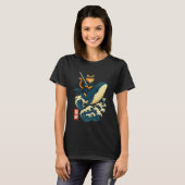 レトロ 猫 忍者 鯨 乗る 浮世絵 サムライ Tシャツ (正面フル)