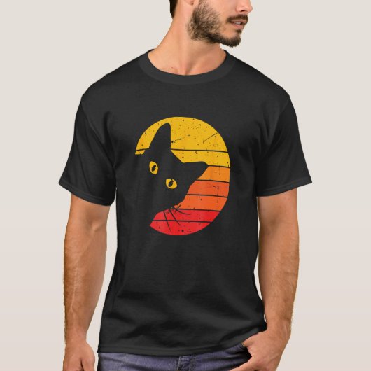 レトロ 猫 笑える Tシャツ (正面)
