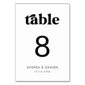 レトロ |白黒モダンシンプルのミニマル結婚値 テーブルナンバー (裏面)